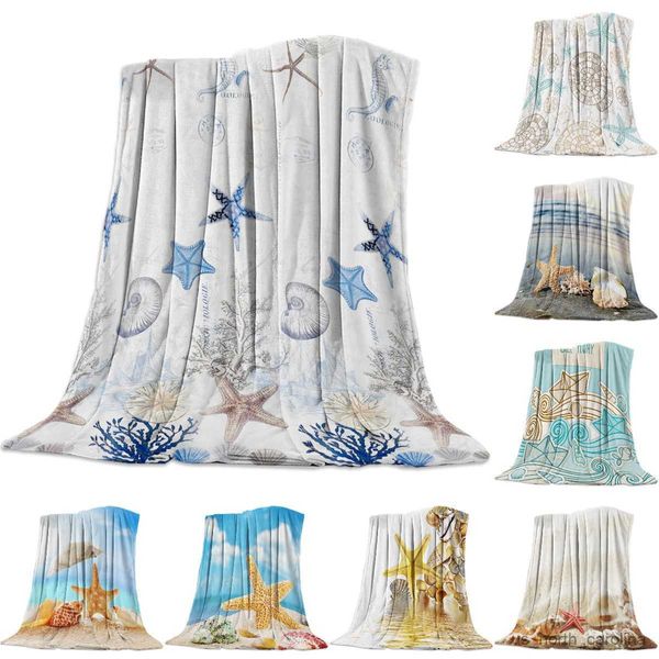 Decke Ocean Shell Flanelldecke für Bett Sofa Tragbare weiche Fleece-Überwurfdecke Lustige Plüsch-Tagesdecken Queen King Size R230615