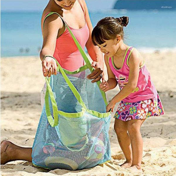 Sacos de armazenamento para crianças, bolsa de malha para brinquedos de praia, brinquedos para conchas, concha, piscina, organizador de areia para meninos e meninas, presente