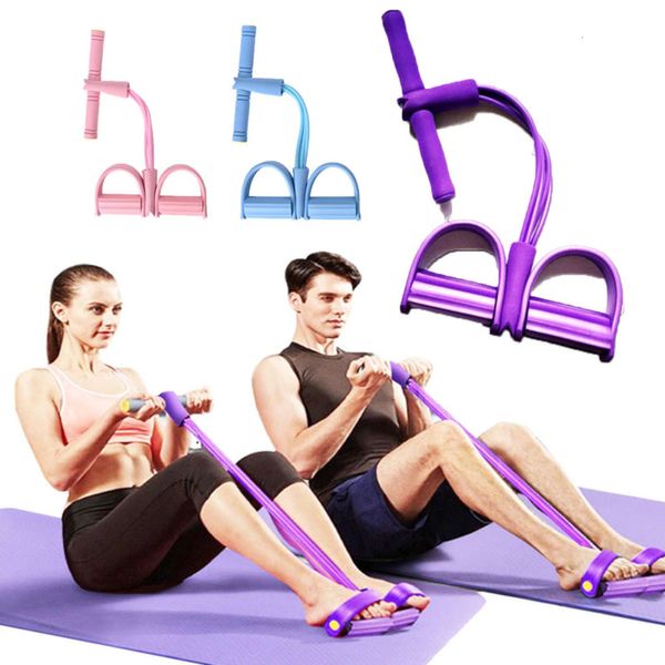Faixas de resistência Fitness Gum 4 Tubos Latex Pedal Exerciser Situp Pull Rope Expansor Elastic Yoga equipment Pilates Workout 230614