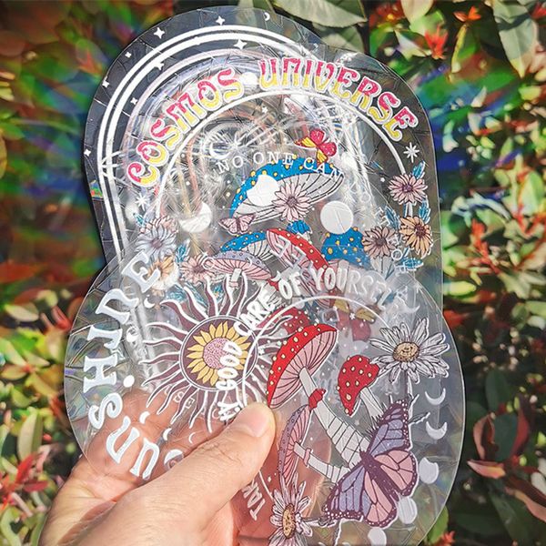 Nuovo adesivo per finestra effetto arcobaleno 3D Stella Farfalla Decalcomanie in vetro fai da te per bambini Adesivo per bambini Decorazione domestica