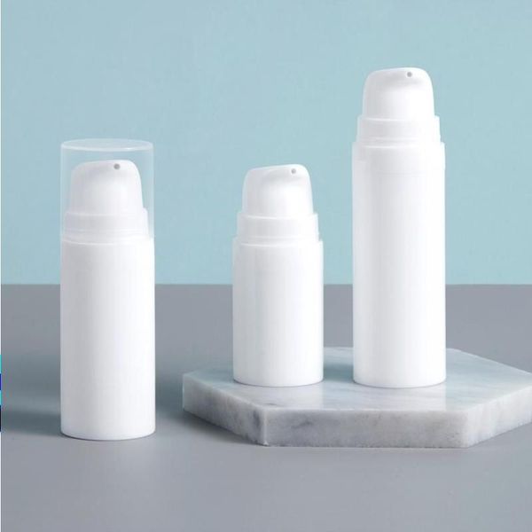 5 ml/10 ml/15 ml weiße leere Airless-Pumpflaschen aus Kunststoff, Großhandel, Vakuumdruck, Lotionsflasche, Kosmetikbehälter SN762 Mthhs