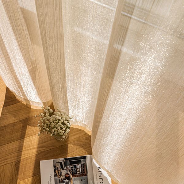 Tenda Nostalgia Scintillante stile francese Tende in tulle per soggiorno Luminoso Streamer Voile Tenda trasparente Decorazioni per la casa Personalizza 230615