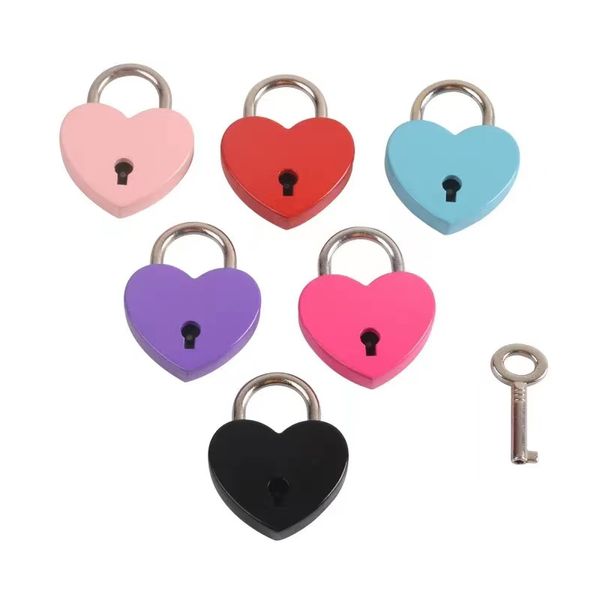 Lucchetto a chiave a forma di cuore 25 * 32 * 6,5 mm Mini serrature per porte in metallo vintage Piccola borsa Valigia Scatola per bagagli Diario Libro Serratura a chiave con chiave 107QH