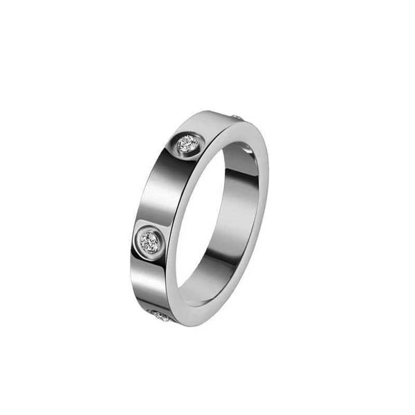 Designer Popular Carter Six Diamond Ring Titanium Steel Non Jóias Fading Womens Plain Circle Casal Hot Style Fnr2