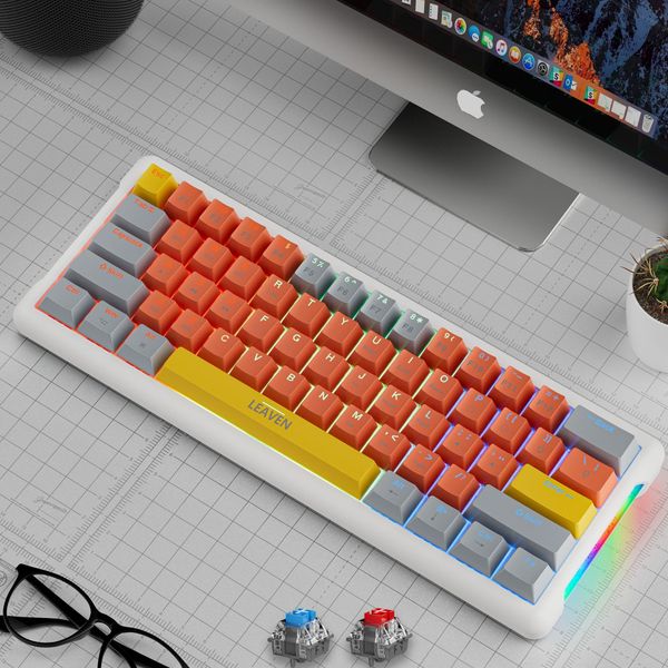 K610 61Keys Bluetooth Wireless и проводной механической механической Keybaord Hot-замену RGB Computer Gaming Keybaord