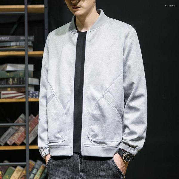 Männer Jacken 2023 Grau Jacke Männer Leichte Bomber Mode Kleidung Gestrickte Casual Mäntel Streetwear Koreanischen Stil