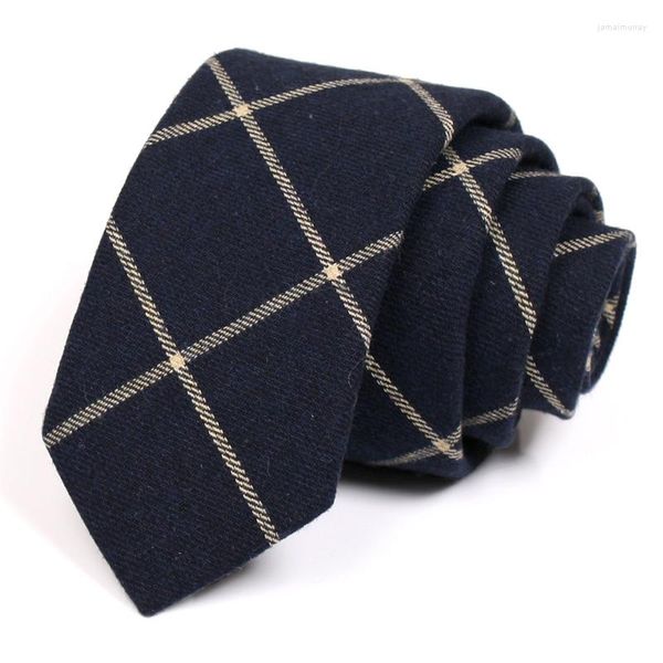 Papillon da uomo classico scozzese blu navy 6 cm cravatta per uomo completo da lavoro collo da lavoro cravatta formale moda di alta qualità confezione regalo