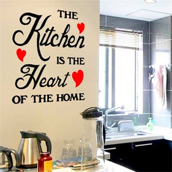 New Kitchen Is Heart Of The Home Letter Pattern Wall Sticker PVC rimovibile Home Decor DIY Wall Art