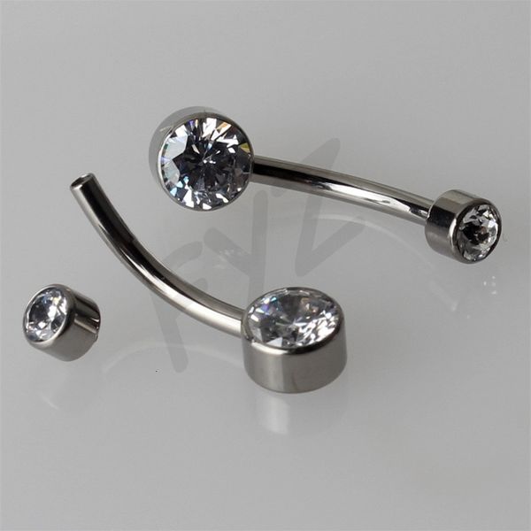 Labret Gioielli per piercing al labbro G23 Anelli per ombelico con filettatura interna 14G Gemme di cristallo doppie Barre per ombelico Corpo 230614