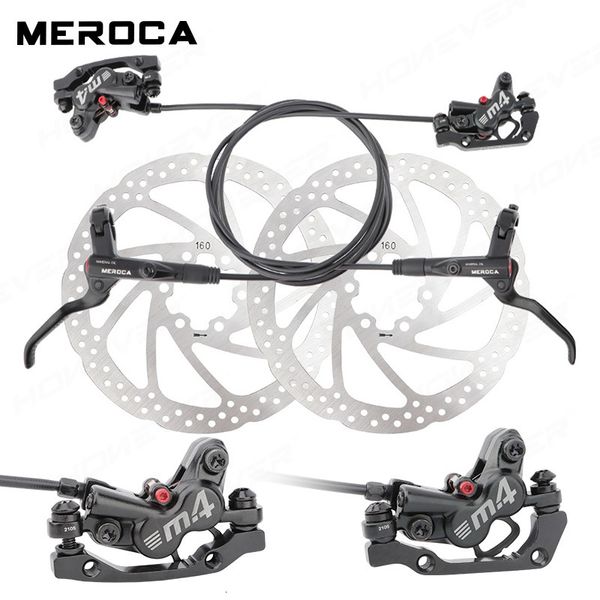 Freios de bicicleta MEROCA M4 Bicicleta Mtb Freio Hidráulico Disco 160mm Rotor MTB Óleo 4 Pistão Peças Ciclismo 230614