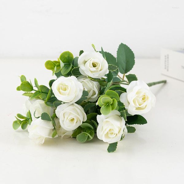 Dekorative Blumen Großhandel gefälschte Mariage Brautstrauß Garten Home Decor Seide Rose künstliche Blume Land Hochzeit Dekoration Tisch und