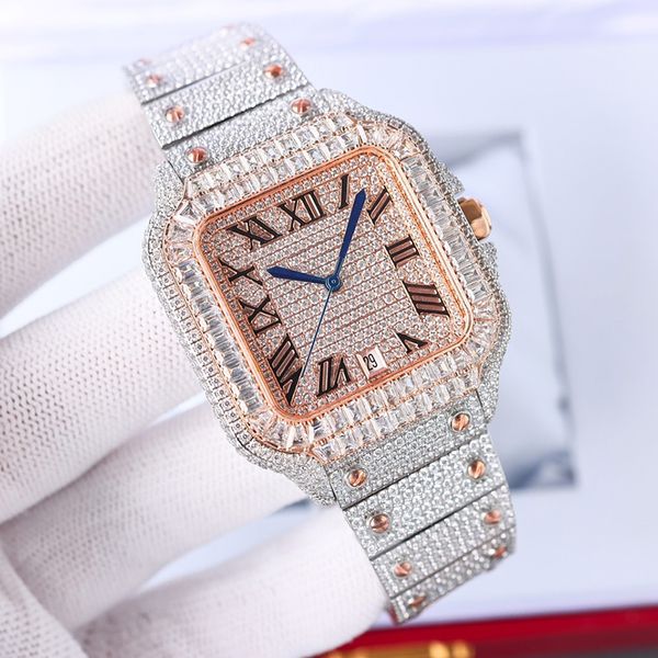 Orologio con diamanti Movimento meccanico automatico Orologi Bracciale da uomo impermeabile Zaffiro Business Wristbrand Acciaio inossidabile 40mm Orologio da polso da donna Montre de Luxe