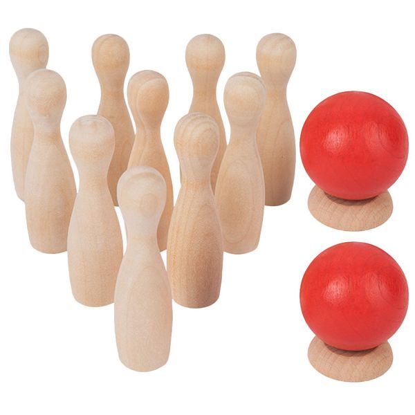 Bowling Kleinkind Outdoor Kinderspielzeug Partyzubehör Miniatur-Set Holz Indoor Reisen 230614