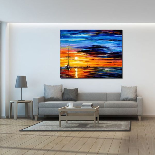 Modern Cityscapes Canvas Art Far and Away Dipinti ad olio artigianali per la decorazione domestica contemporanea