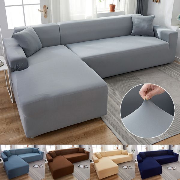 Capas de cadeira de cor sólida 1234 assento capa de sofá estiramento tecido de seda leite capas de sofá para sala de estar sofá de canto secional capas 1 peça 230616