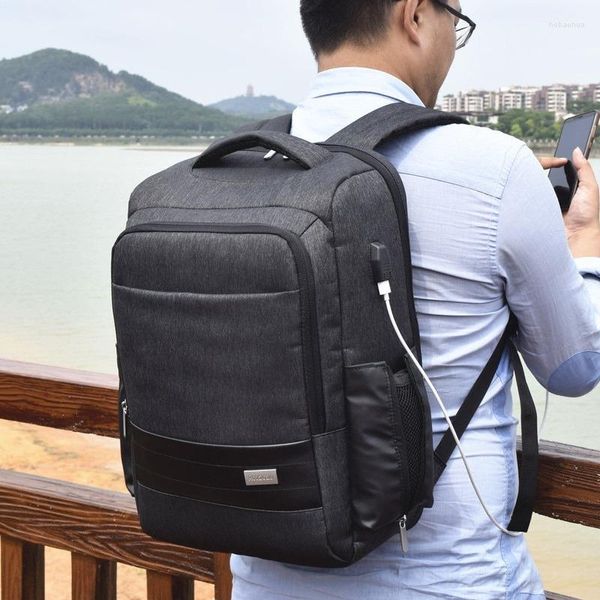 Рюкзак мужская мода простая многофункциональная USB -зарядка мужчины 16 -дюймовые рюкзаки для ноутбуков водонепроницаемые сумки для Y278