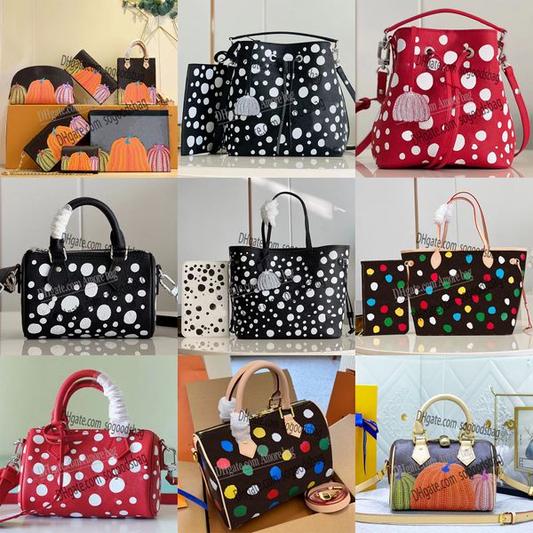 YK Bag Yayoi Kusama bolsa de bolsa colorida série de manchas de abóbora Bolsa de bolsa de malas Newnefu Never Onthego Massager Slant Corpo Vuton Multifuncional bolsa de luxo