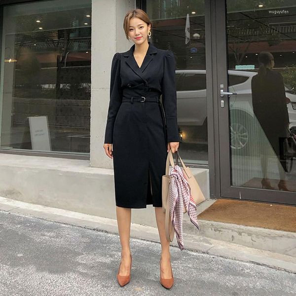 Abito a due pezzi Arrivo Moda Stile da lavoro Gonna solida Abiti doppiopetto Blazer e matita sottile Vintage Eleganti set da donna carini