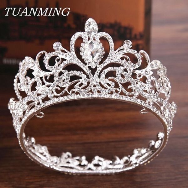 Jóias de cabelo de casamento cor de prata cristal coroa princesa tiara acessórios de cabelo de casamento redondo pequena coroa para princesa menina ornamento de cabelo para casamento 230614