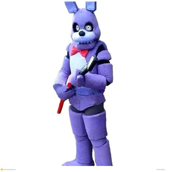 Fantasias de vestido de desenho animado Ursuit roupas Halloween define a fábrica de propriedade de cinco noites no Freddy FNAF Toy Toy Creepy Purple Bunny Mascot Cos