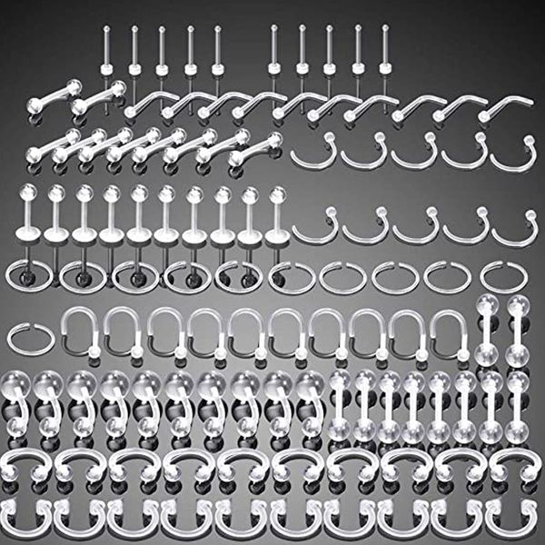 Labret Lip Piercing Jewelry Wholesale 100pcslot Clear Arylic Body Persucting The Nose Ring