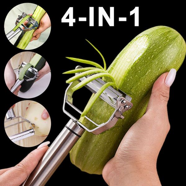 Neue 4 IN 1 Multi-funktion Gemüse Schäler Edelstahl Obst Gemüse Reibe Karotte Gurke Schäler Haushalt Küche Gadgets