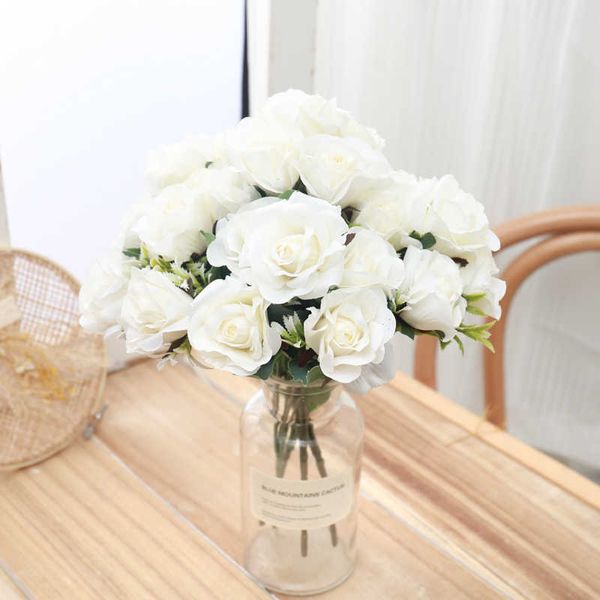 Getrocknete Blumen schöne lila Rose künstliche Seide für Badezimmer Hochzeit Home Party Dekoration Blume DIY Blumenstrauß Kranz liefert