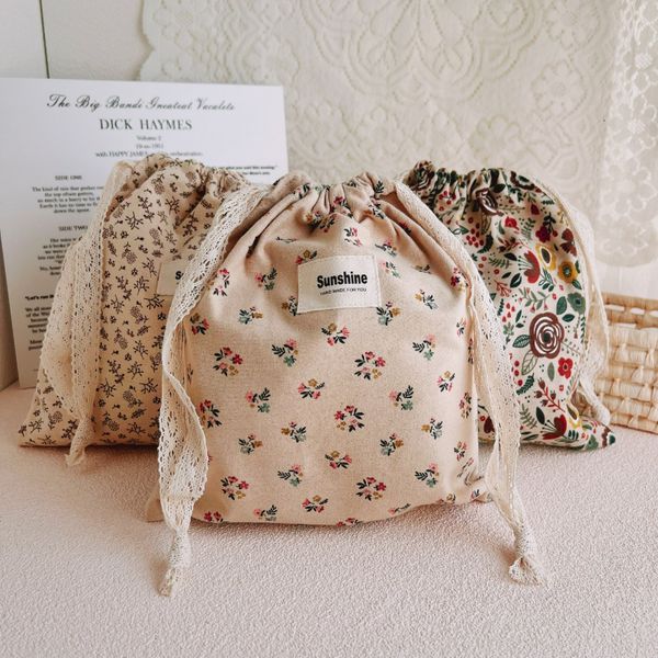 Sacos de Fraldas com Flor Impressa Bolsa para Mamãe Algodão para Bebê Fralda Bolso para Carrinho de Carrinho Pacote para Viagem Armazenamento Ao Ar Livre 230615