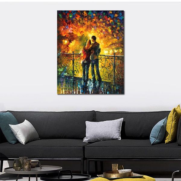 City Life Landscape Canvas Art Ultima data Dipinto a mano Kinfe Painting for Hotel Wall Modern