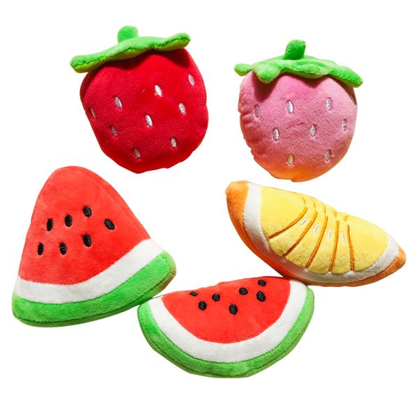 Fruit 3 Chew Play Toys Cute Pet Squeaky Puppy Chew Squeaker Quack Sound Doll Toy Creative Simulation Donut Pet Supplies Dog Toys