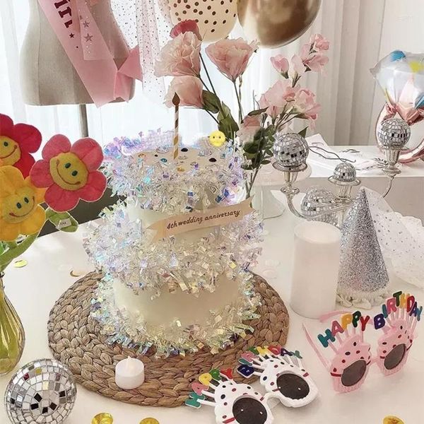 Artigos para festas Glitter Feliz Aniversário Bolo Topper Colorido Fogos de Artifício Borlas Cupcake Casamento Chá de Bebê Cozimento Sobremesa Decoração Presentes