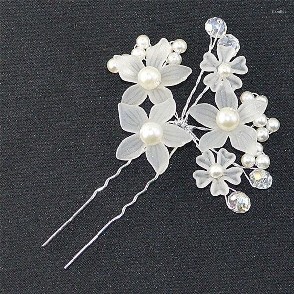 Fermagli per capelli Eleganti gioielli da sposa Crystal Imited Pearl White Flower Pins Charm Accessori da sposa fatti a mano Ornamenti