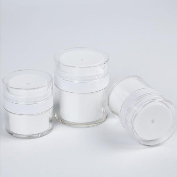 PureJar Airless Cosmetic Bottle Vacuum Cream Jar Set - 15/30g White Acrylic Containers for Pump Lotion, Moisturizer, Serum More - L Fxea