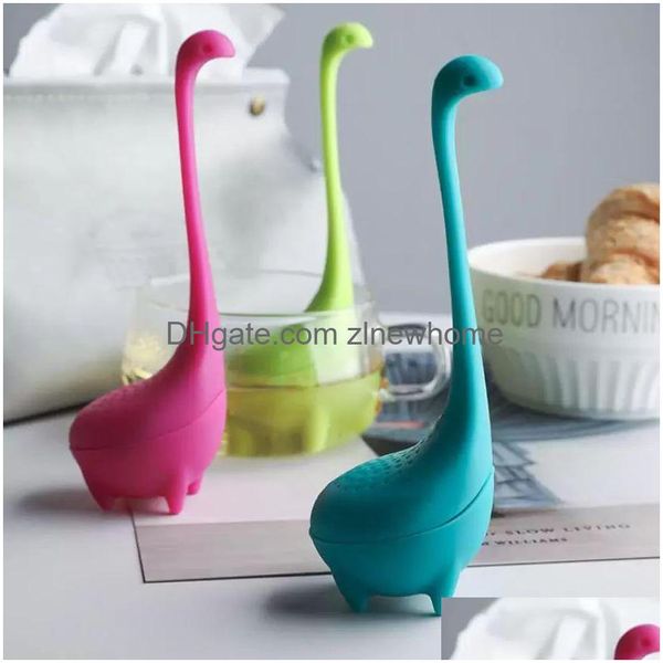 Чайные сигни UPS LOCH NESS MONSTER SITCER INFUSER SILE CILIT CARTOON FDA LFGB Стандартный свободный листовый фильтр Teaware Tool Drop Dust Deir Deir