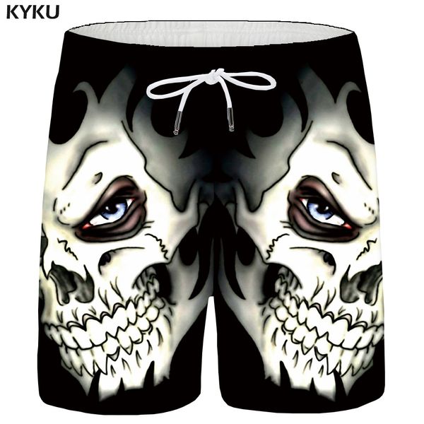 Shorts Masculino KYKU Skull Shorts Men Black Space Cargo Shorts Gothic Hawaii Beach 3d Print Shorts Casual Hip Hop Mens Calças Curtas Summer Masculino 230615
