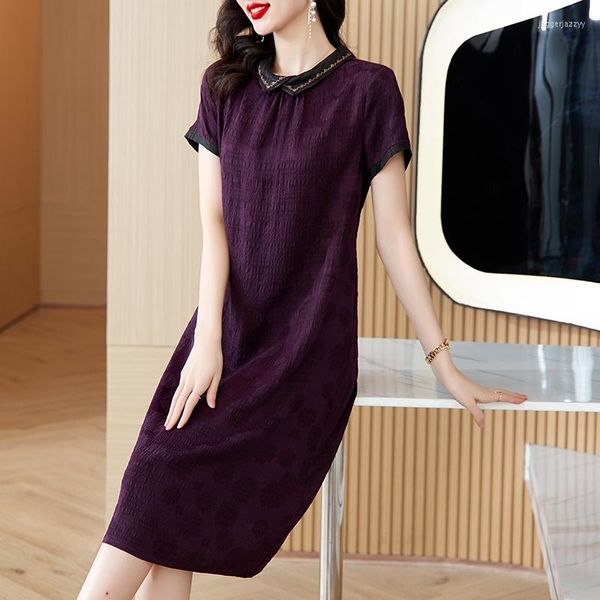 Lässige Kleider, Sommer, verbessertes Cheongsam-Kleid in langer Mode, schlankmachende Mutter, Damen-Retro-Seidenrock
