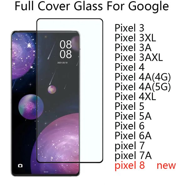 Für Google Pixel 8 7 7A 6 6A Pixel 5 5a 4 4a 3 3a XL Full Cover gehärtetes Glas Handy Displayschutzfolie im Opp-Beutel Großhandel