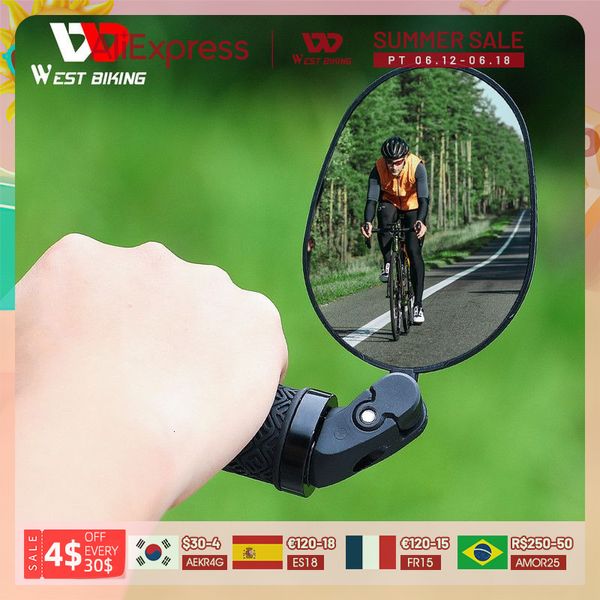 Conjuntos de grupos de bicicleta WEST BIKING Espelho retrovisor de bicicleta de ângulo amplo MTB Bicicleta de estrada Espelho de guidão 360 rotação ajustável Ciclismo Espelho retrovisor 230614