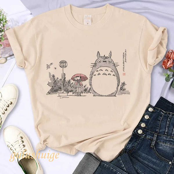 Camiseta feminina Kawaii Cute 90s Y2k Cat Totoro Shirt Harajuku Ullzang T Shirt Women T-shirt Vintage Tshirt Top Tees Feminino Roupas Femininas