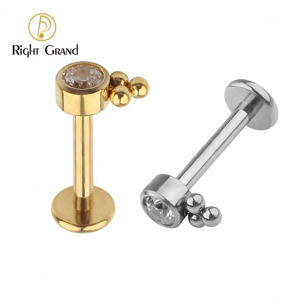 Jóias para piercing labial Labret 10pcslot Right Grand ASTM 36 16G Zircão e Opal Welding Anel Frisado Tragus Helix Brinco Barra Comprimento 8mm 230614