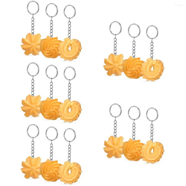 Schlüsselanhänger 15 Stück Keks Schlüsselanhänger Künstliche Keks Modell Ringe Dekorative Schultasche Anhänger für Handtasche