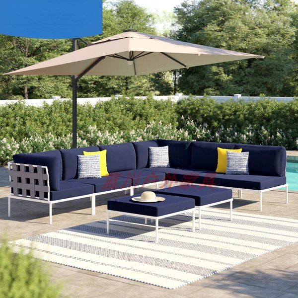 Camp Furniture Maßgeschneiderte Außenterrasse Freizeit-gewebtes Sofa mit Modellzimmer El High-End-Innenhof Einfacher nordischer Garten Modern