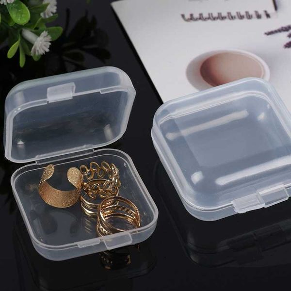 Nova 5/10 Pc Mini Portátil Travel Essentials Box Plastic Transparent Storage Boxes Square Pill Jewelry Tampão De Ouvido Earring Box Protection Box