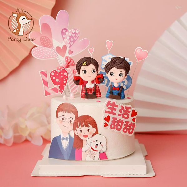 Party Supplies Lady und Gentleman Couples In Love Cake Topper für Mädchen Junge Geburtstagsdekorationen Jubiläum Backgeschenke