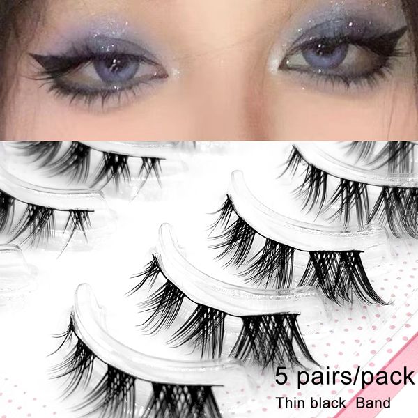 Ferramentas de Maquiagem Yelix 5 Pares de Cílios Cat Eye 514mm Algodão Fino Marca Cílios Postiços Aspecto Natural Cílios Postiços Lindos Wispy Faux Mink 230614