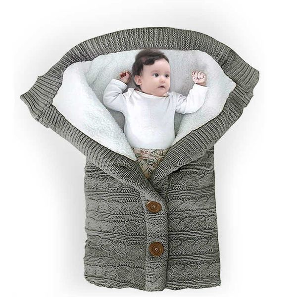 Winter verdickter Baby-Knopfstrick-Schlafsack für Neugeborene, Anti-Kick-Schlafsack 2023