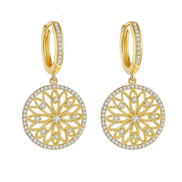 Hoop Huggie Wedding Orecchini in oro giallo 18 carati con diamanti veri per le donne Orecchini a cerchio con pietre preziose pure tonde vuote Orecchini di gioielli di moda di lusso Orecchini 230614