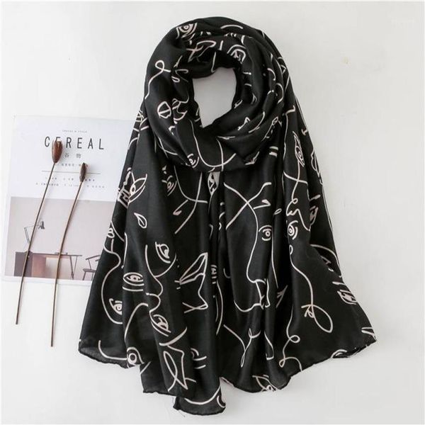 Schals 2021 Kopftuch Frauen Winter Allmatch Schwarz Baumwolle Leinen Langer Schal Weiche Chiffon Hijab Decke Poncho6267853268G