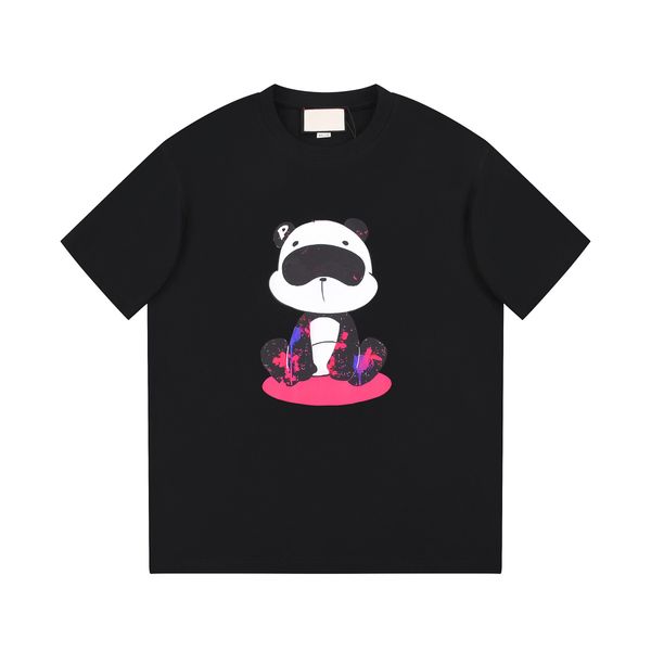 T-shirt da uomo estiva cartone animato simpatico orso tessuto di cotone ad alto peso top a maniche corte casual uomo e donna confortevole con lo stesso paragrafo