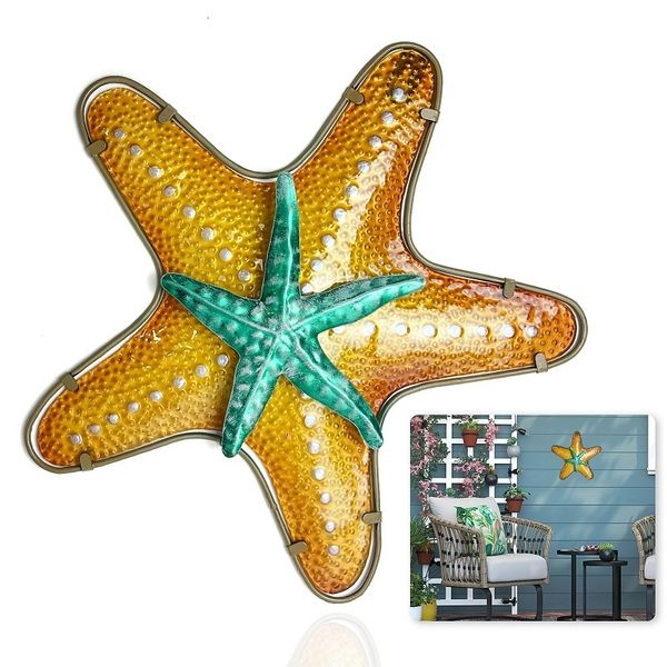 Objetos decorativos estatuetas metal vidro estrela do mar arte da parede para decoração de casa esculturas de parede estátuas pendurados da sala de estar corredor piscina 230614